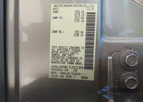 2011 Nissan Altima 2.5 S from USA, damaged, VIN 1N4AL2AP8BC120199